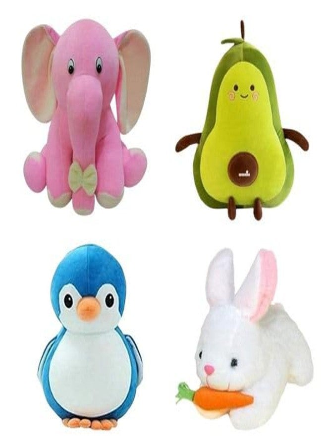 Future Shop Elegant Plush Soft Toy Cute Kids Birthday Animal Baby Boys/Girls. Pack of 4 (Appu, Penguien, Rabbit & Avocado) 25 cm. - Image 2